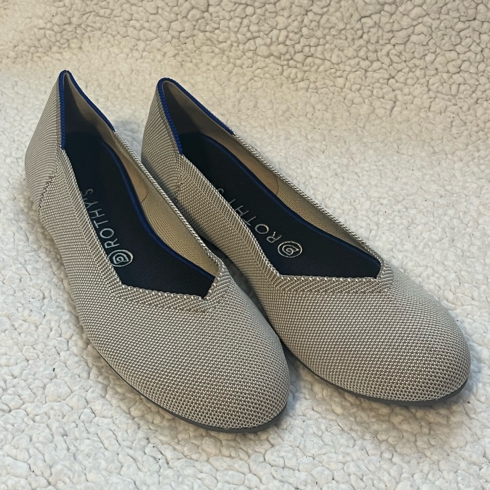 Rothy’s Round Toe Women’s Flats in Retired Flaxseed Birdseye